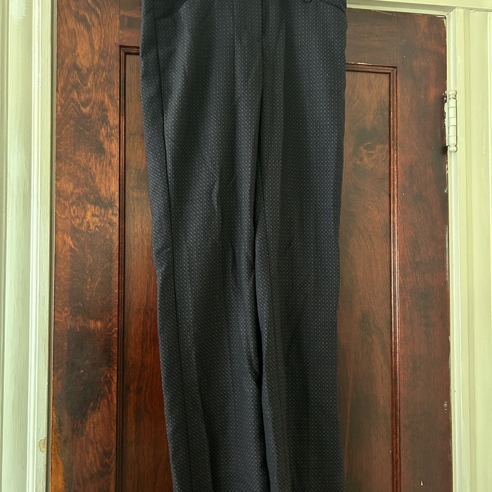 Express Editor Pants in Navy and Burgundy print